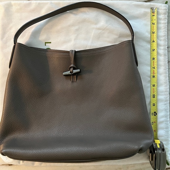 Longchamp Le Roseau Essential Leather Hobo - Gray - Picture 1 of 6